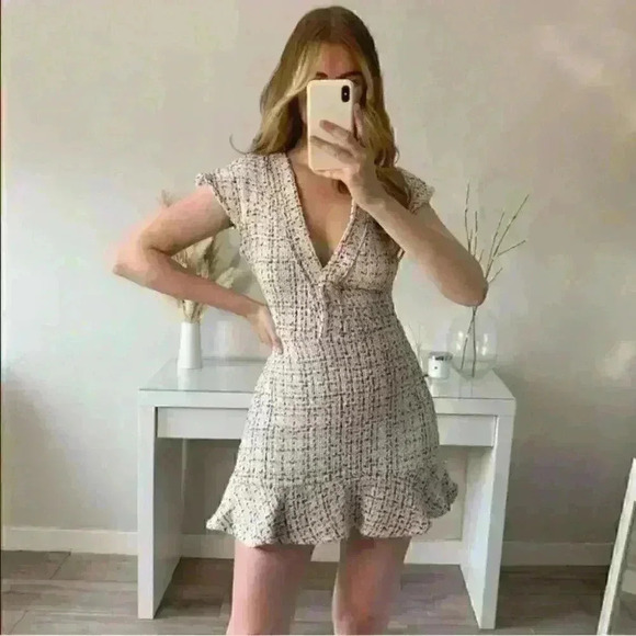 Zara Dresses & Skirts - Zara Textured Weaved Dress With Ruffles